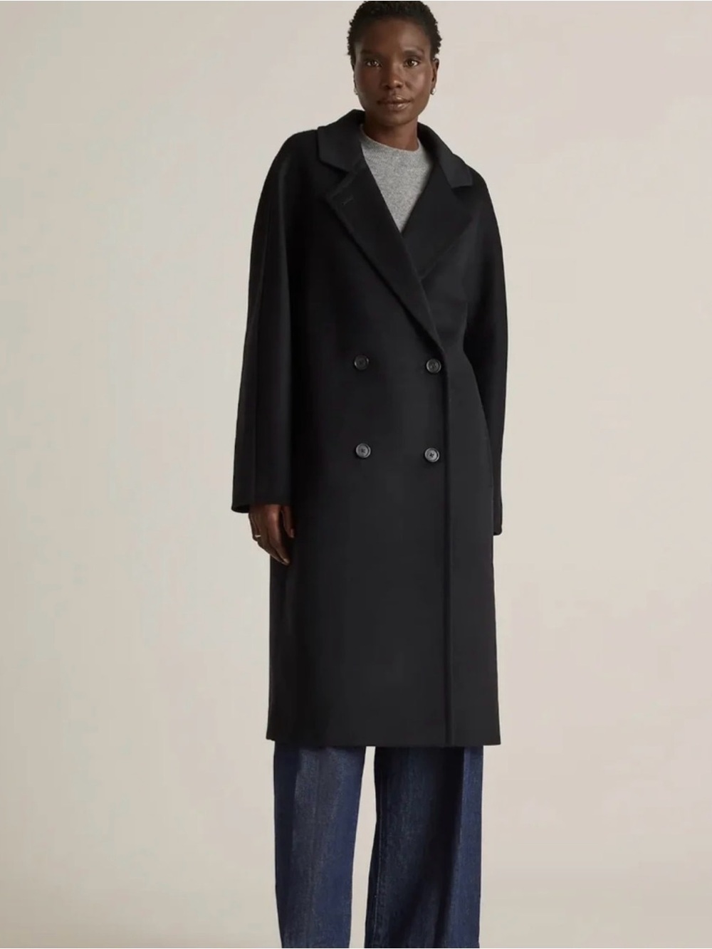 Quince Italian Wool Double Breasted Slouch Coat
